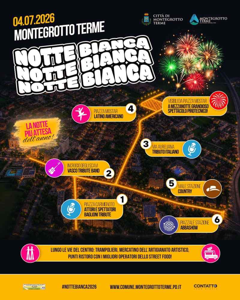 Montegrotto Terme (PD)
"Notte Bianca e Mercatino"
04 Luglio 2026