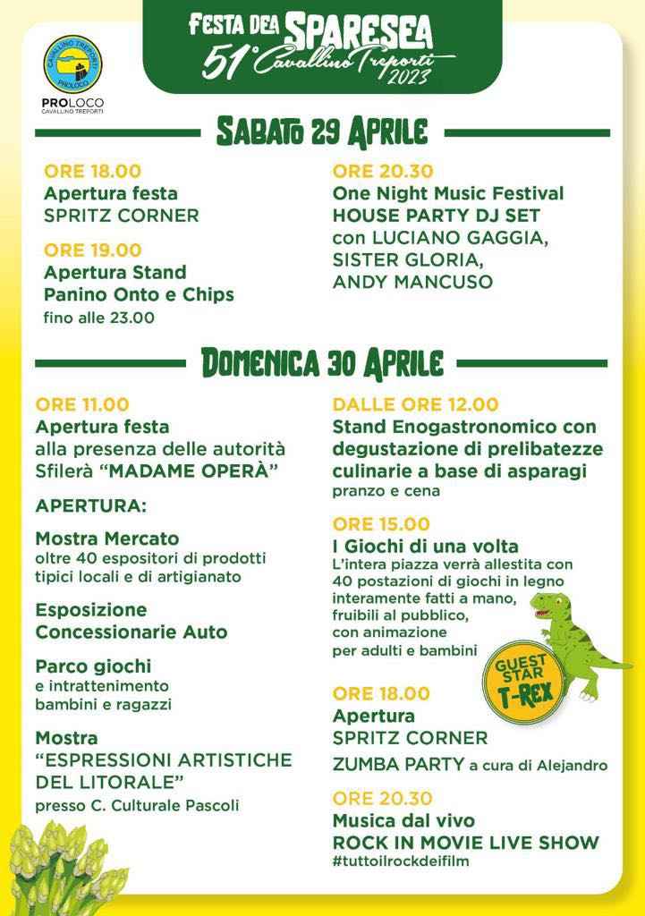Cavallino-Treporti (VE)
“51^ Festa dea Sparesea e Sparesea Run"
29-30 Aprile 1° Maggio 2023
