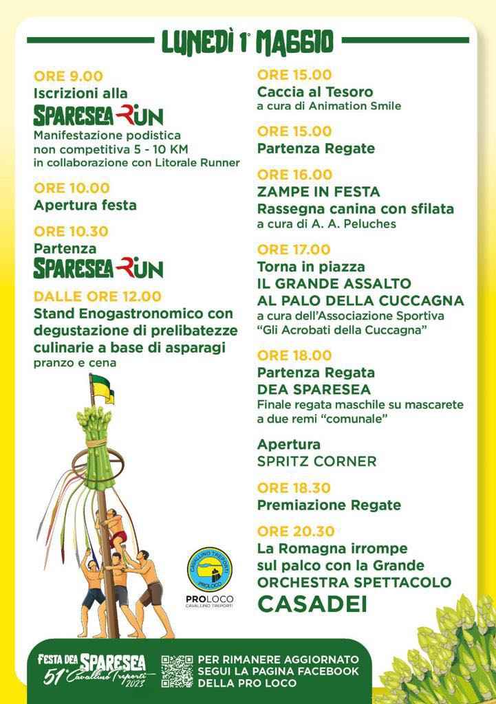 Cavallino-Treporti (VE)
“51^ Festa dea Sparesea e Sparesea Run"
29-30 Aprile 1° Maggio 2023