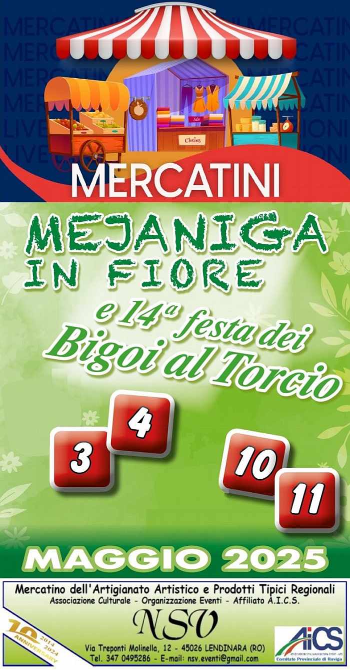 Mejaniga (PD)
"Mejaniga in Fiore e Festa dei Bigoi al Torcio"
03-04 / 10-11 Maggio 2025