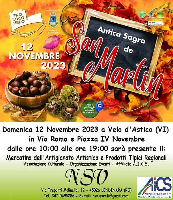 Velo d'Astico (VI)
"Antica Sagra de San Martin e Mercatino"
12 Novembre 2023