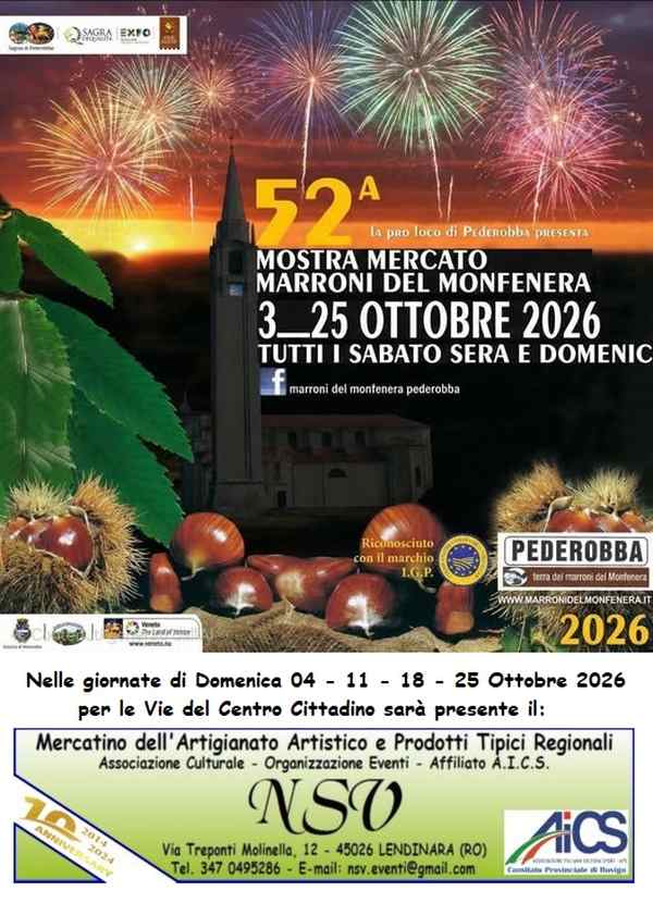 Pederobba (TV) - 52ª Mostra Mercato Marroni del Monfenera tutti i Weekend di Ottobre 2026